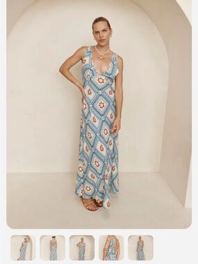 Vrg Grl Monette Bias Cut Maxi Dress in Bluemarine